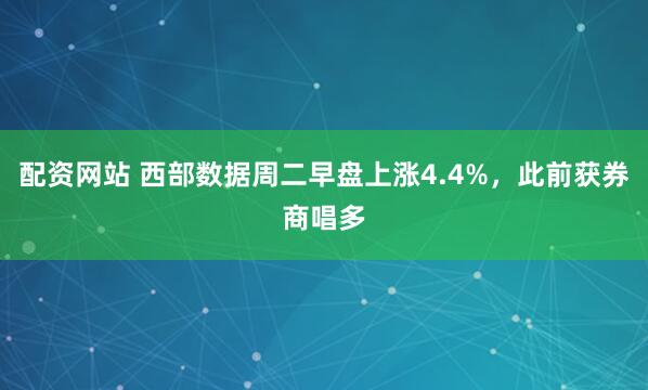 配资网站 西部数据周二早盘上涨4.4%，此前获券商唱多